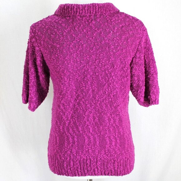 Vintage Sea Wind Collared Sweater Womens L Pink Textured Short Sleeve Pullover - Picture 5 of 7